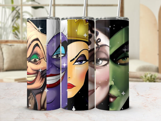 Evil Villains Tumbler With Straw Characters Drinkware