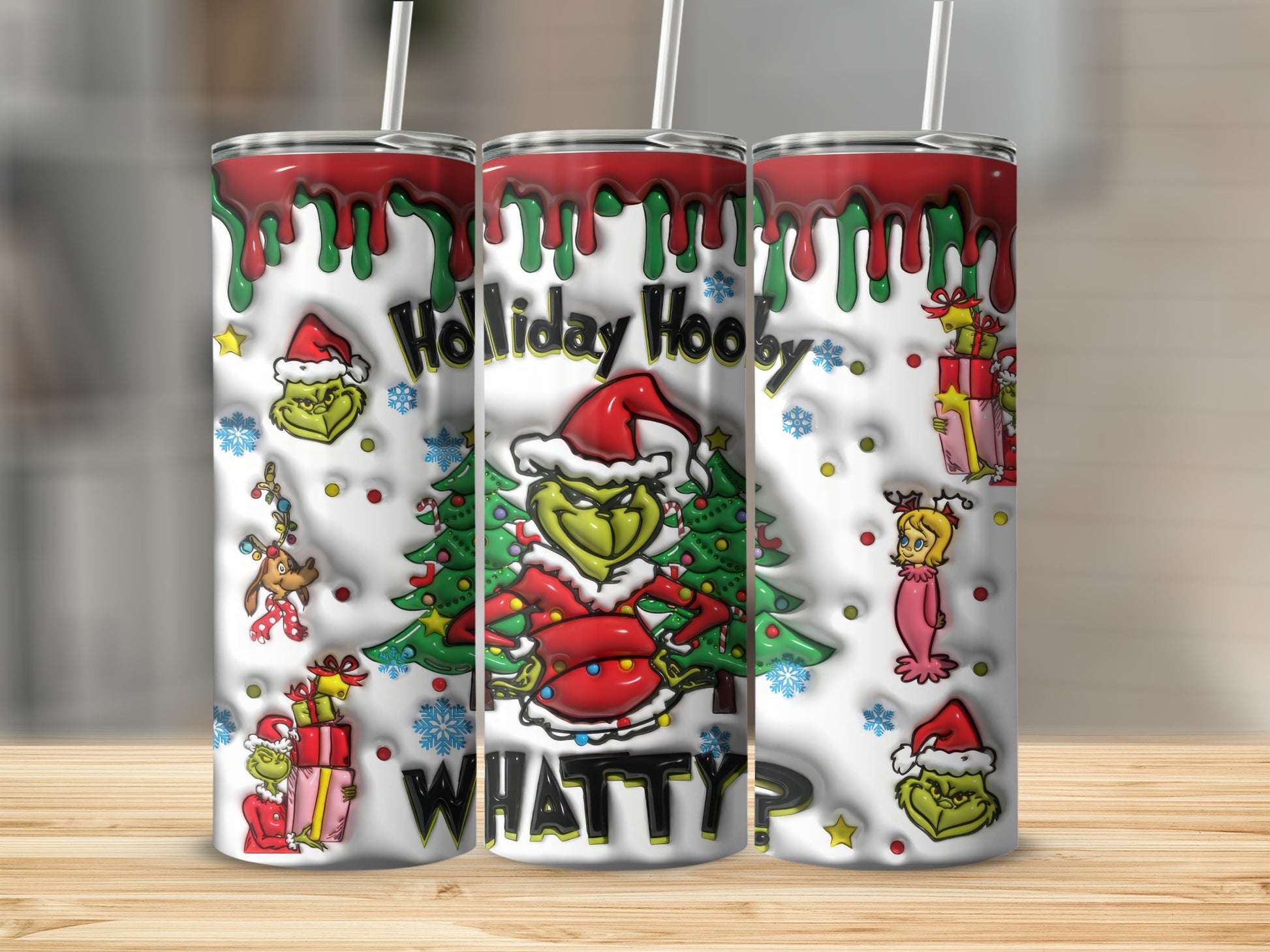 Holiday Hooby Whatty Christmas Design Tumbler Cup