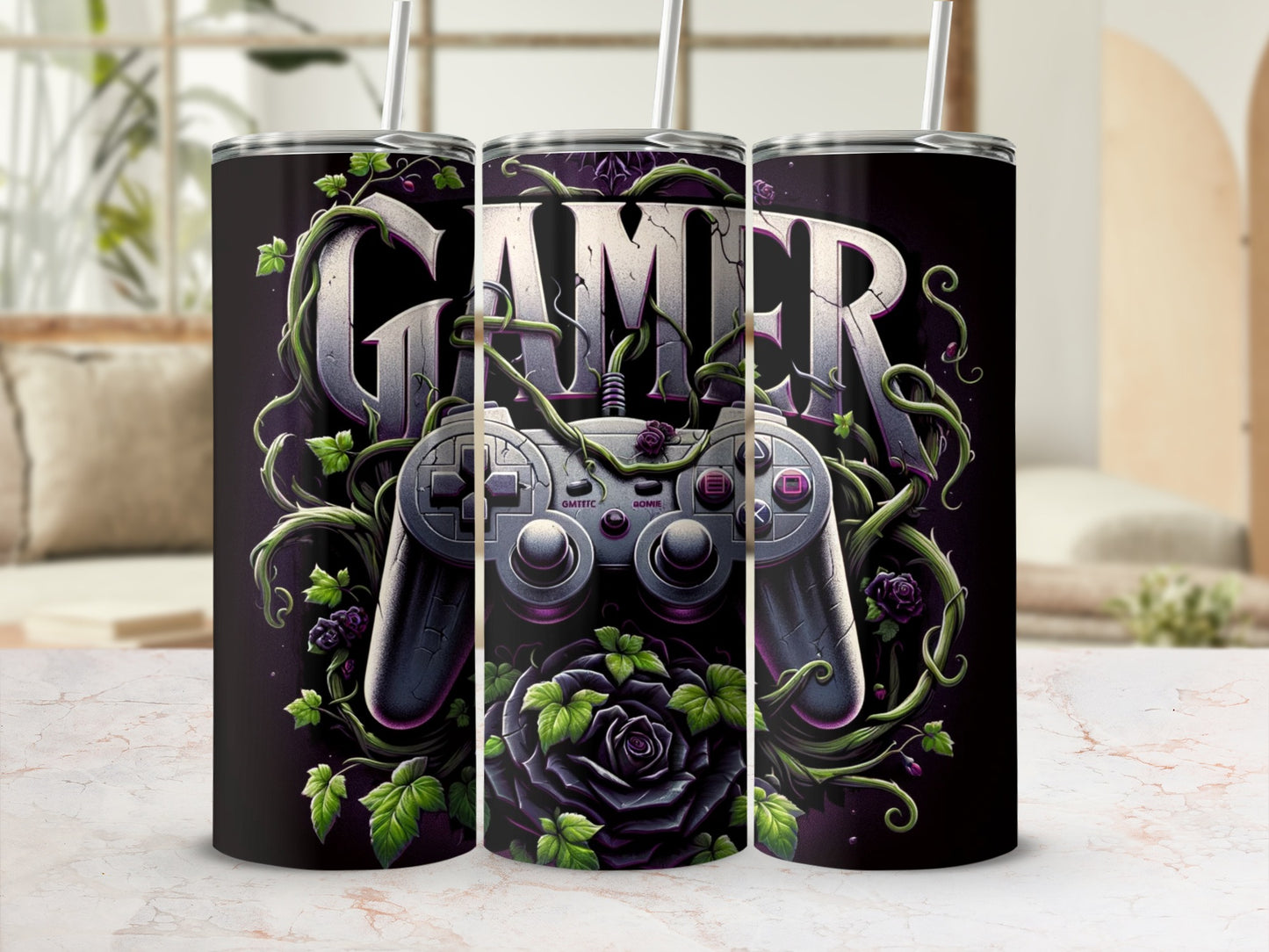 Dark Fantasy Gamer Controller Vines Rose Art product type