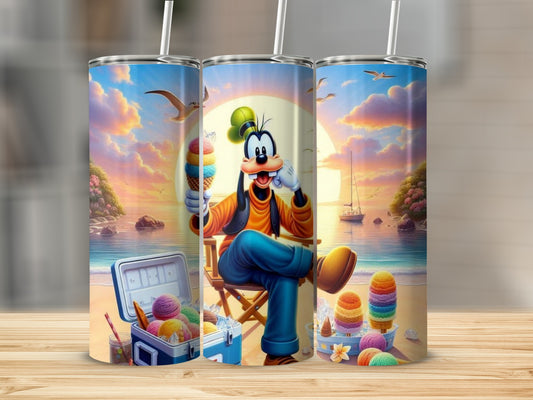 Colorful Cartoon Character Beach Sunset Design Tumbler