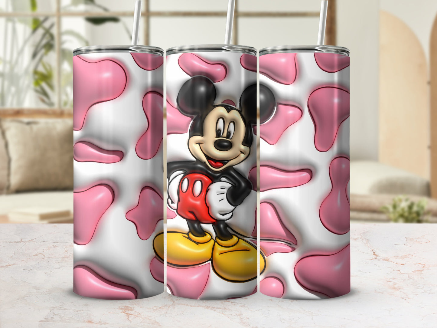 Pink and White Cartoon Character Theme Tumbler