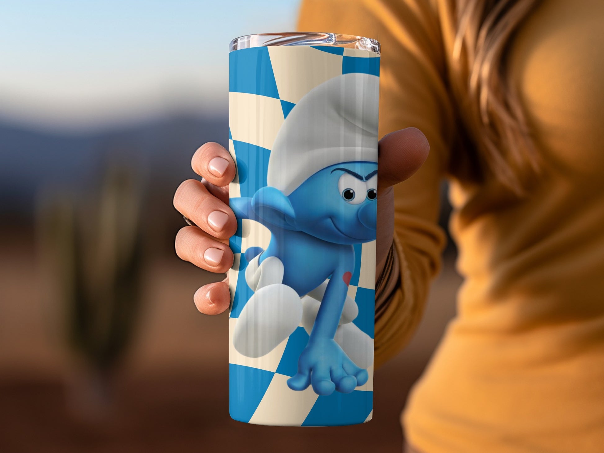 Smurf-themed Blue and White Insulated Tumbler