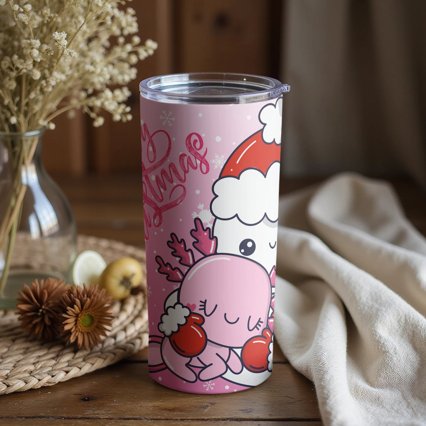Cute Santa and Reindeer Christmas Tumbler Product