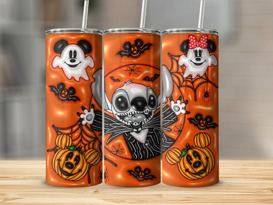 Halloween Themed Tumbler with Cartoon Characters