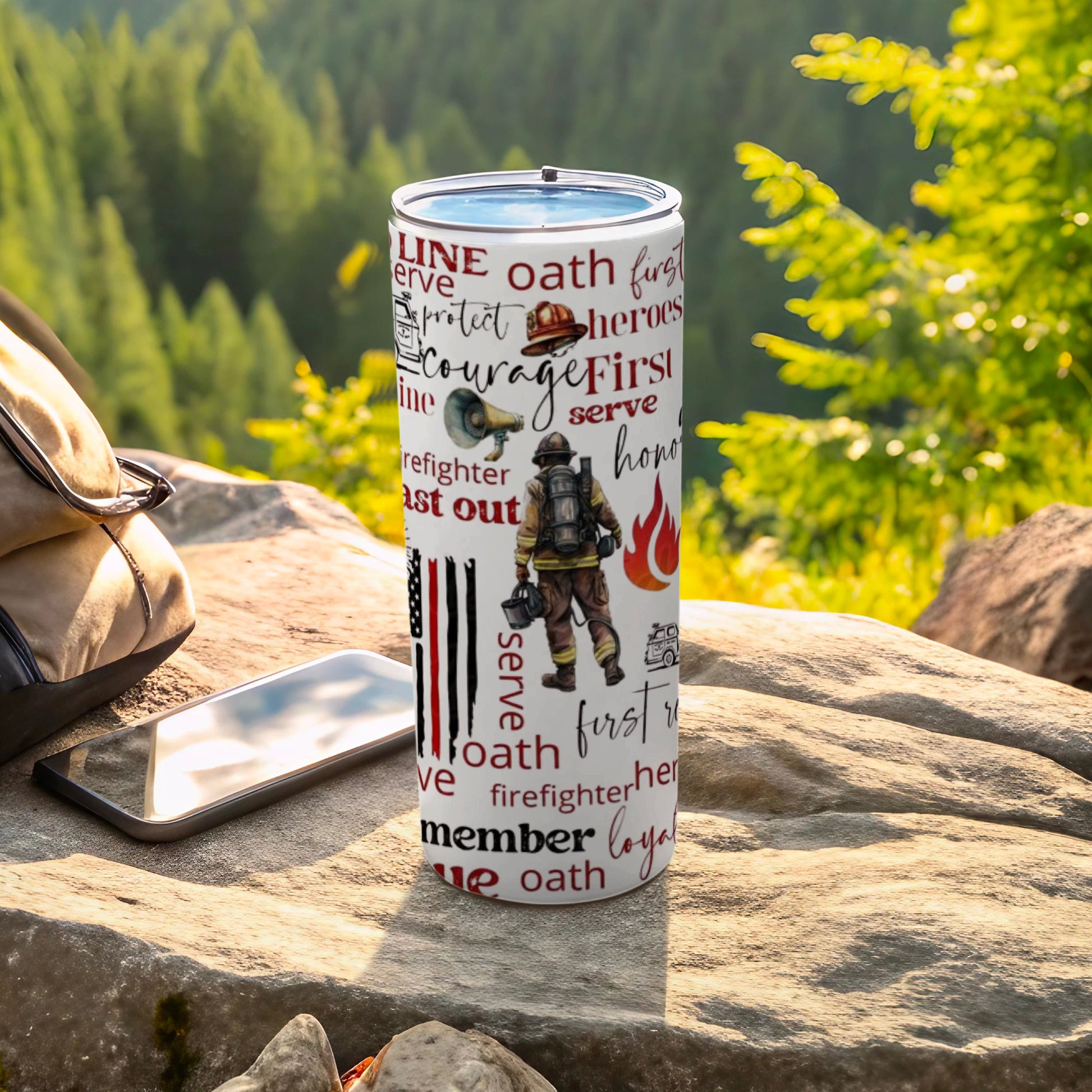 Firefighter Themed Travel Tumbler Oath Design