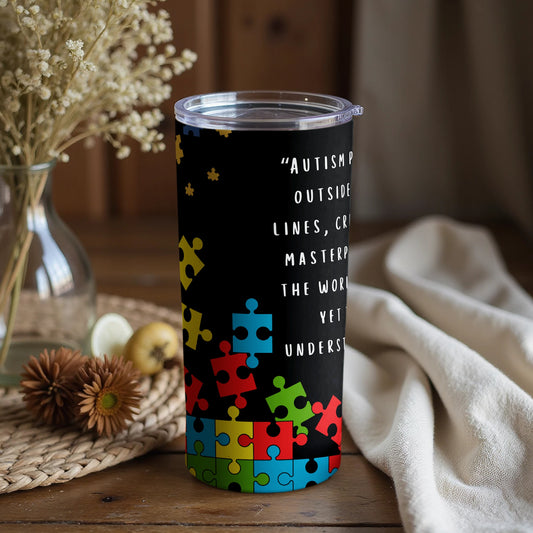 Autism Awareness Puzzle Pieces Design Insulated Tumbler