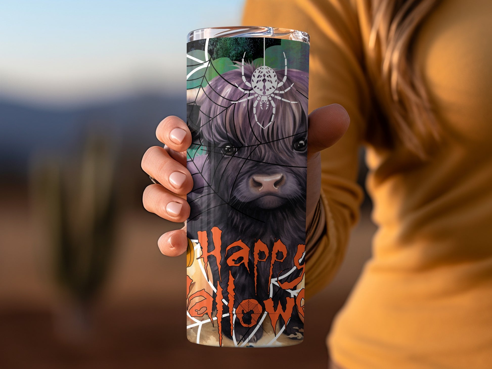 Halloween Spider Cow Design Tumbler 20oz
