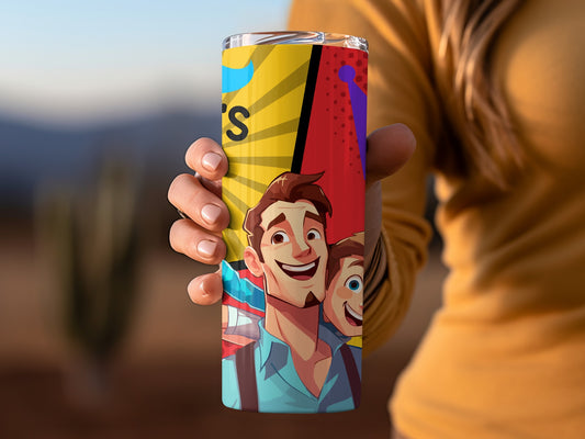 Vibrant Cartoon Character Design Travel Mug