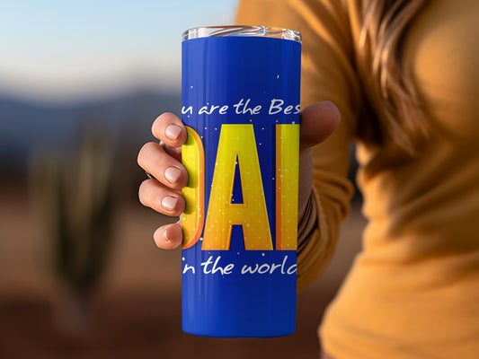 Best Dad in the World Blue and Yellow Tumbler