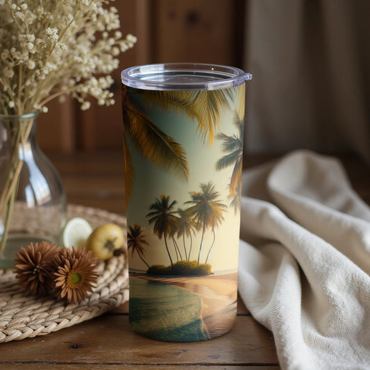 Tropical Island Paradise Palm Trees Travel Mug