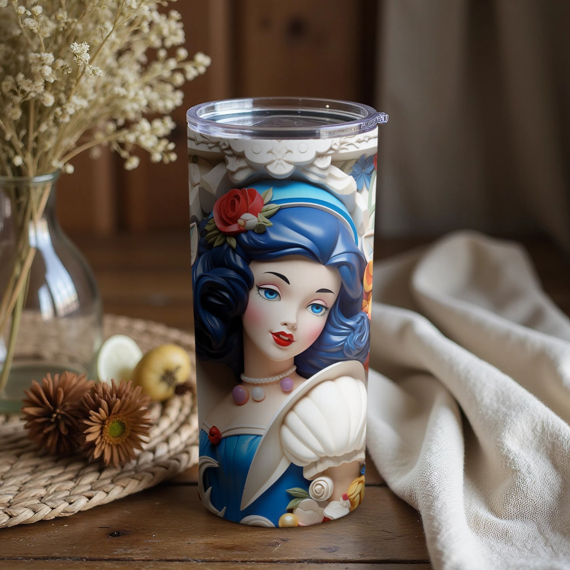 Beautifully Illustrated Tumbler with Floral Accents Design