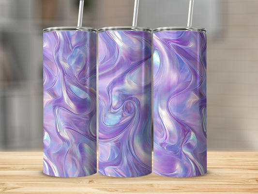 Abstract Fluid Swirls Lavender And Silver Tones Tumblers