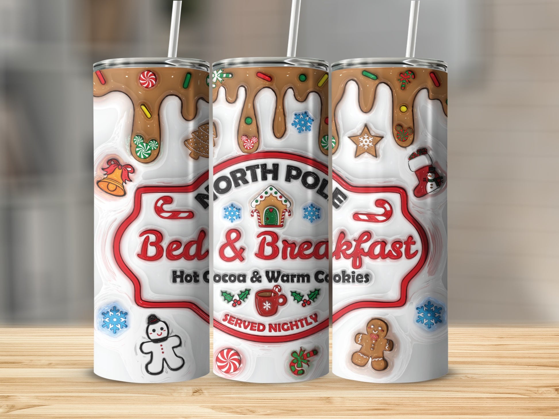 North Pole Bed & Breakfast Christmas Themed Tumbler