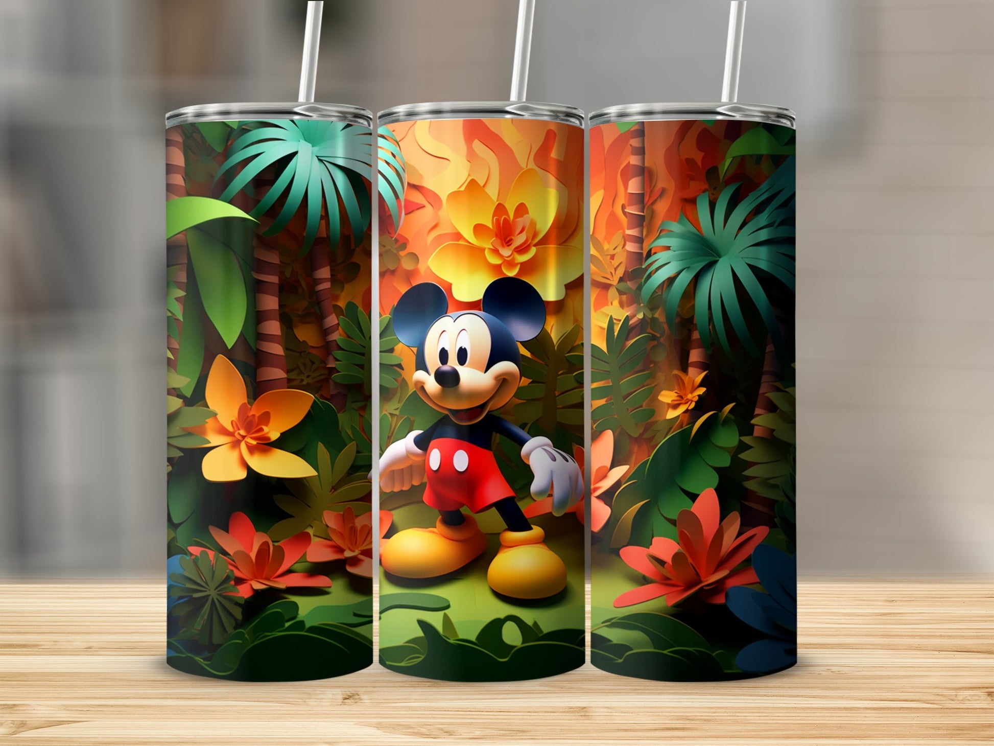 Tropical Forest Mickey Mouse Graphics Tumbler Set