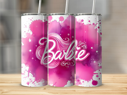 Barbie Word Art Ink Splatter with Stars Design Tumblers