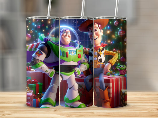 Buzz Lightyear and Woody Christmas Theme Tumbler