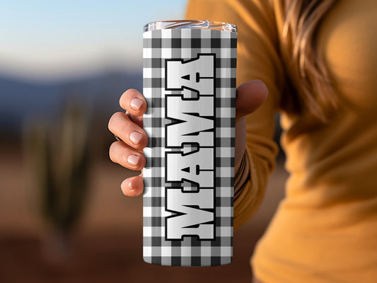 Black and White Checkered Mama Insulated Tumbler