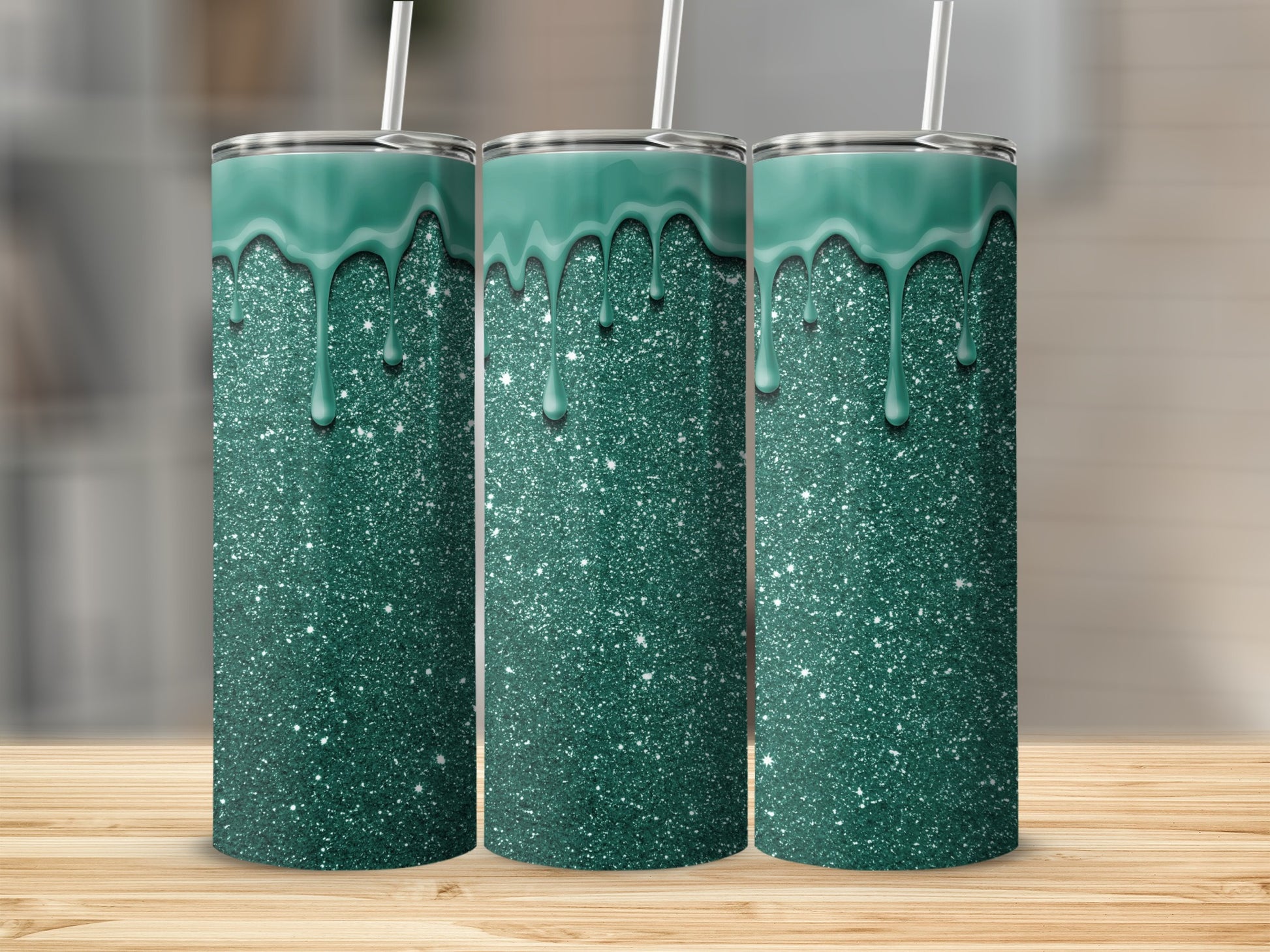 Glitter Drip Design Tumbler for Stylish Drinking