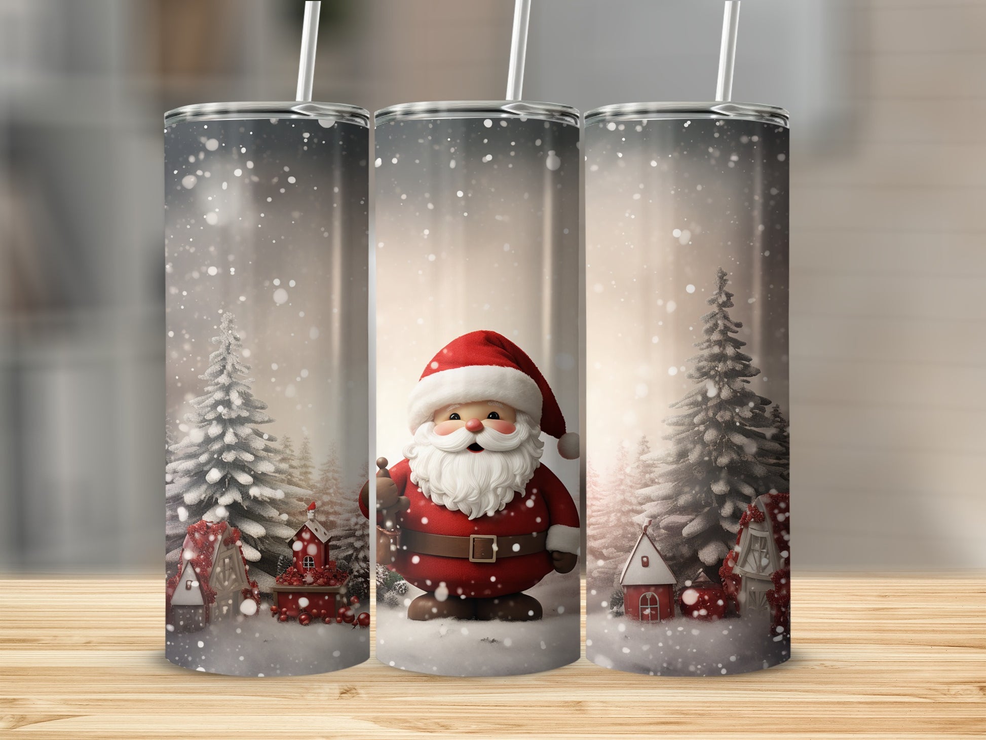 Festive Santa Christmas Winter Wonderland Tumbler