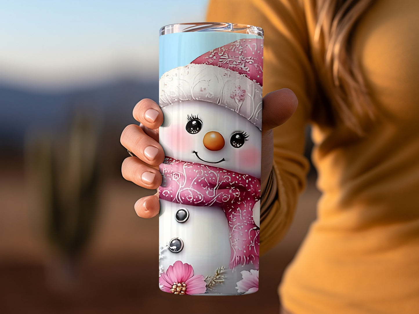 Cute Snowman Artwork Winter Theme Insulated Tumbler
