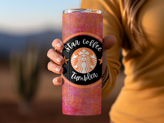Star Coffee Tumbler with Colorful Background Design
