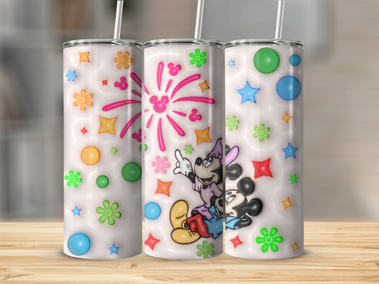 Colorful Mickey and Minnie Mouse Celebration Tumbler