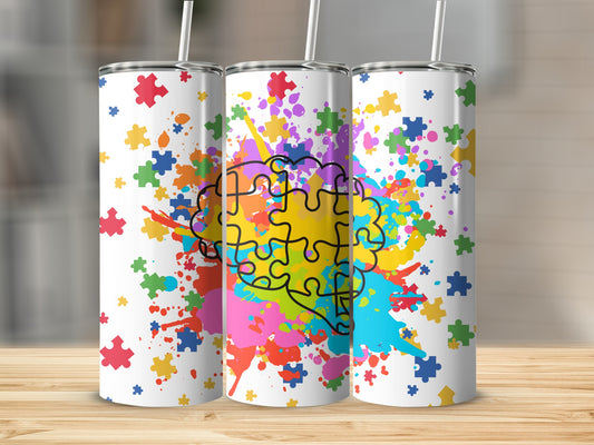 Vibrant Puzzle Brain Art Tall Skinny Tumbler product