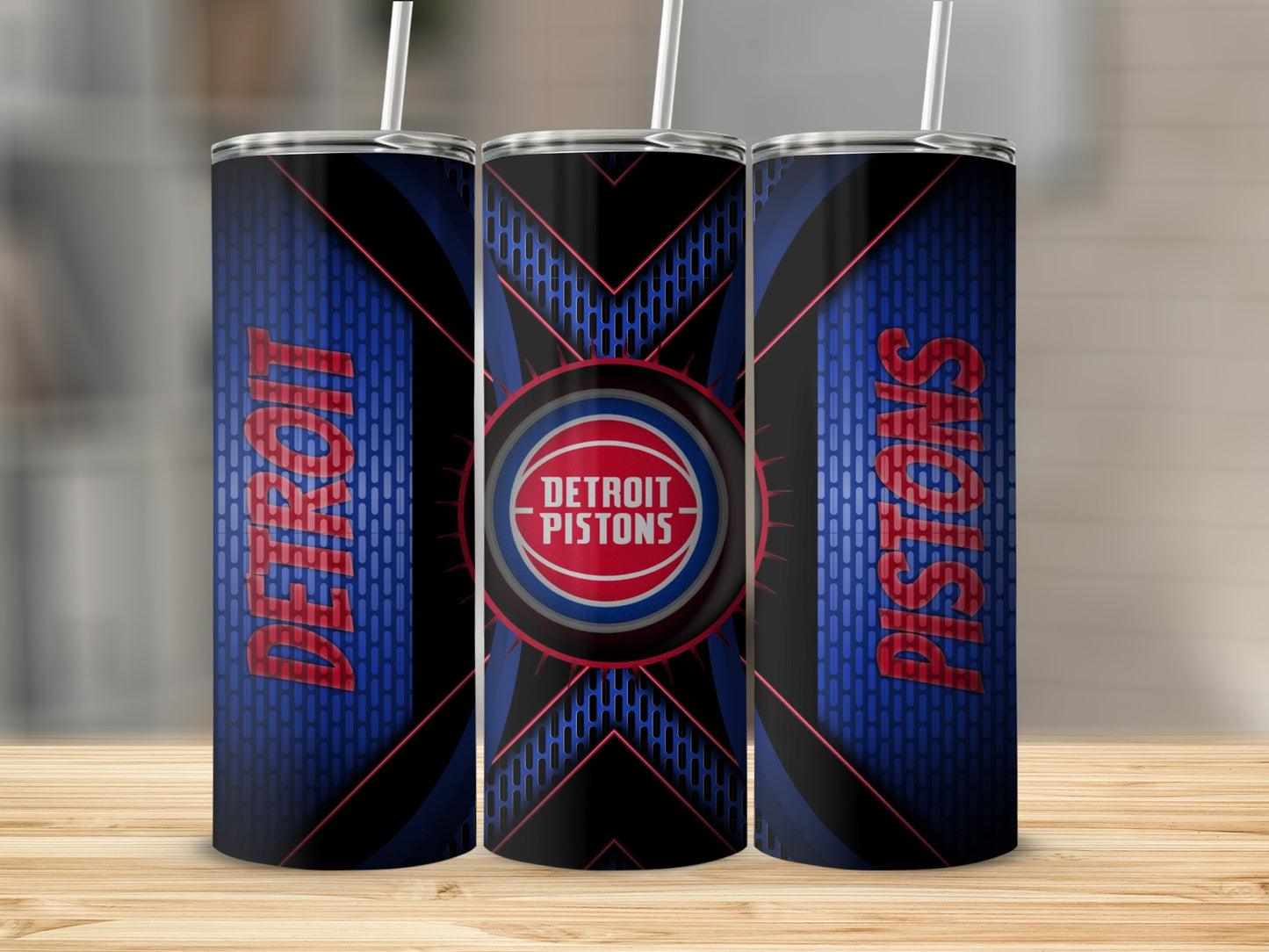 Detroit Pistons Logo Red White Blue Design Tumblers