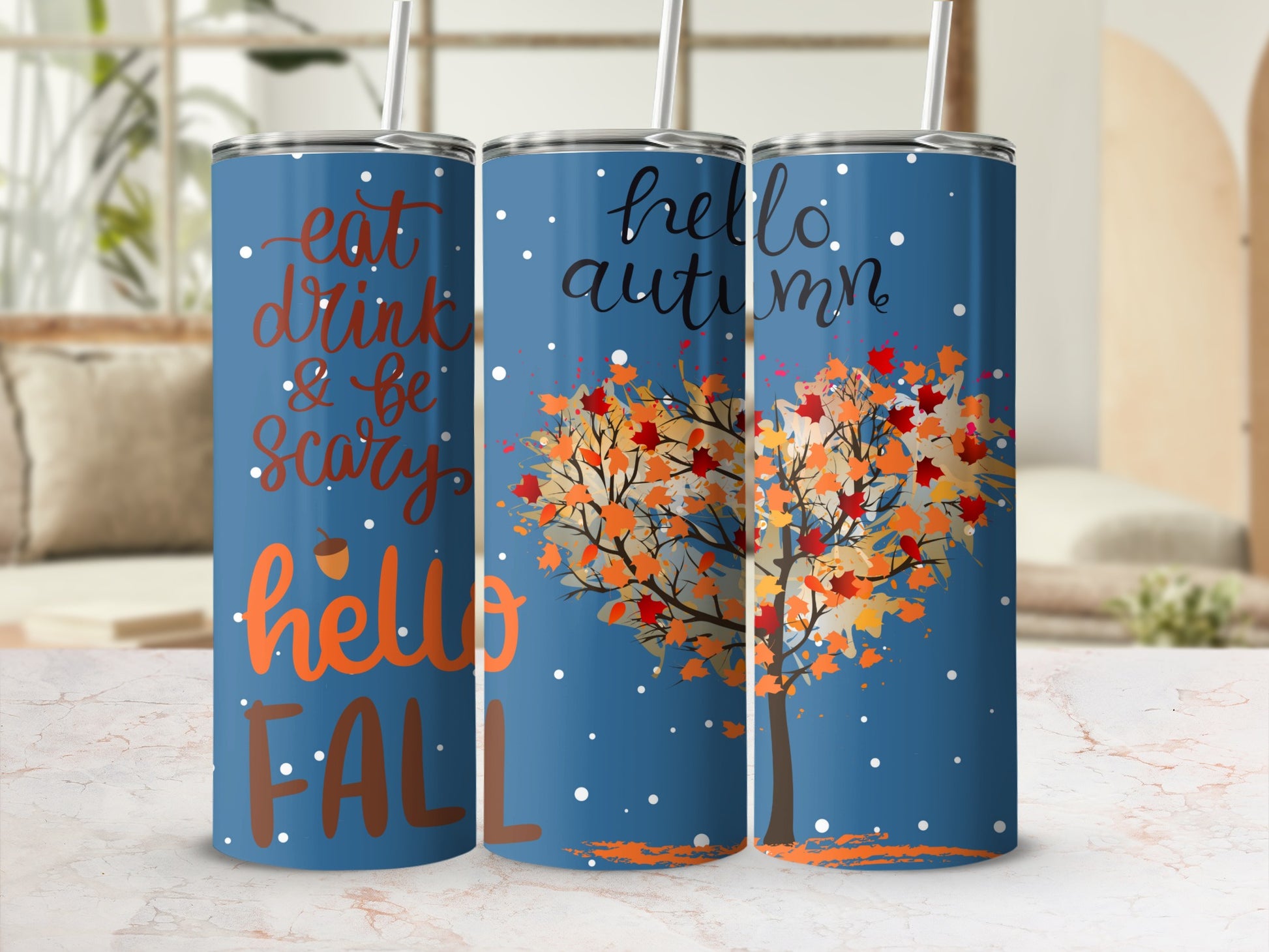 Hello Fall Scary Autumn Tree Drinkware Product
