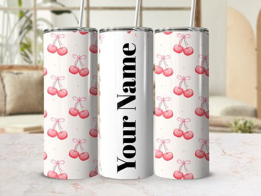 Customizable Cherry Pattern Insulated Tumbler 20oz