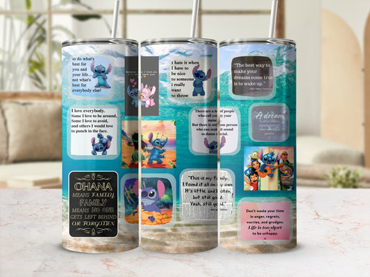 Cute Illustrated Quotes Design Tumbler with Lid