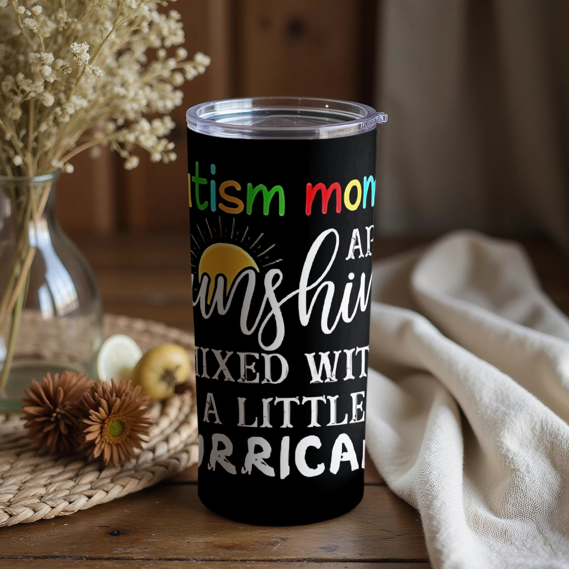 Autism Mom Sunshine Mixed With Hurricane Tumbler