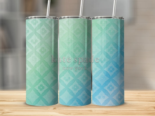 Inspired By Fabulous Kate Spade New York Light Blue Floral Pattern Tumblers
