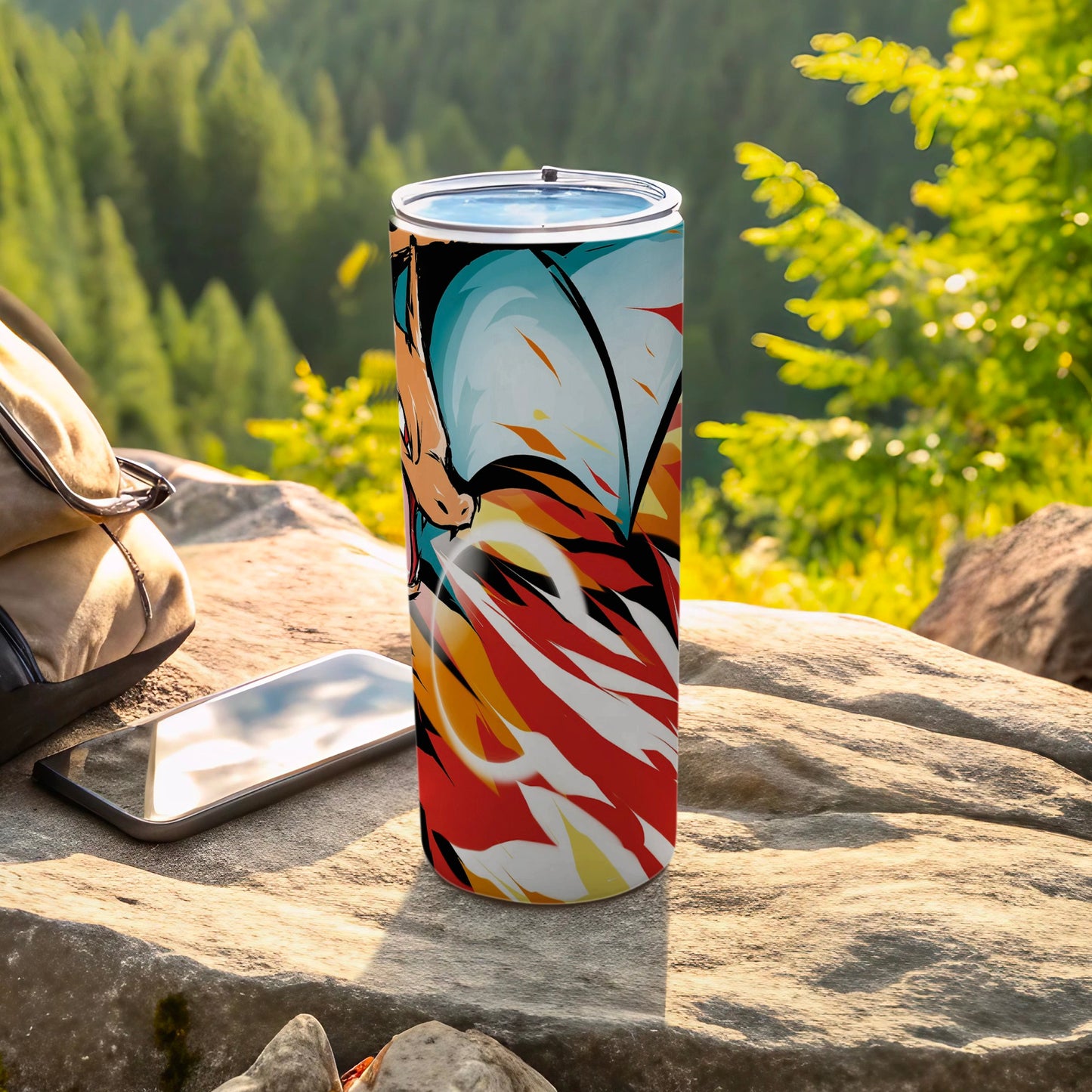 Vibrantly Designed Tall Travel Mug Perfect for Outdoor Trips