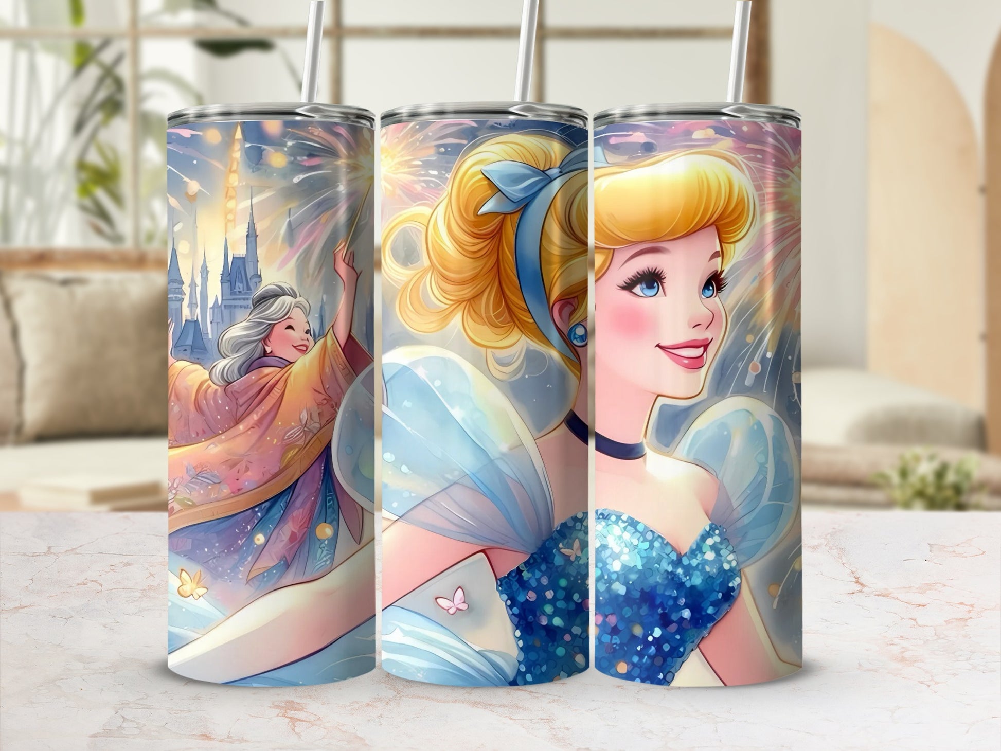 Princess-themed insulated stainless steel tumbler
