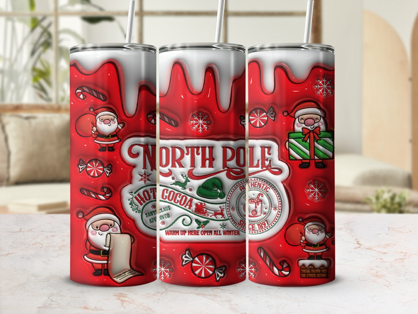 Festive Santa and North Pole Hot Cocoa Tumbler Product