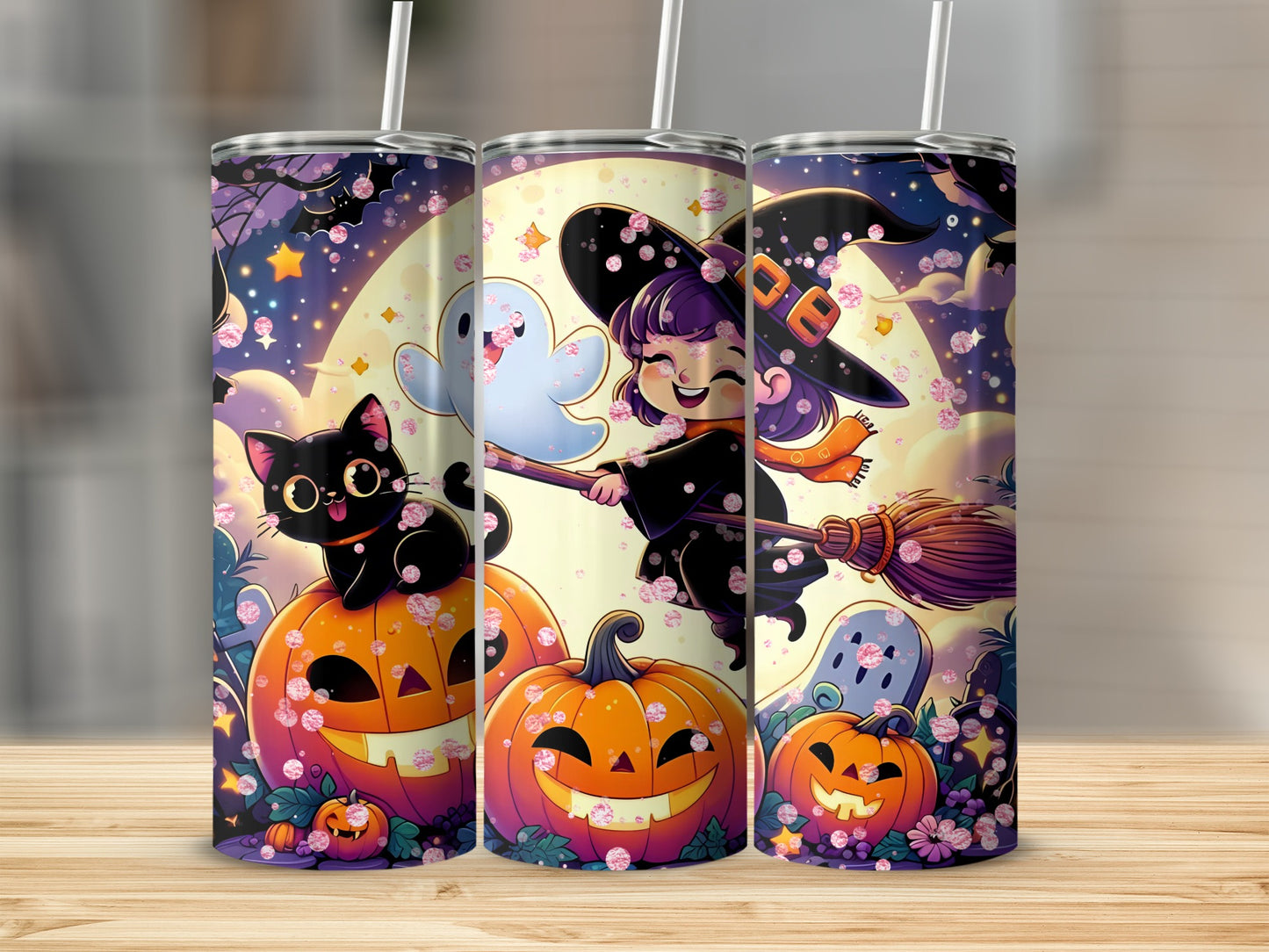 Halloween Witch and Pumpkin Tumbler Cup for Festive Fun