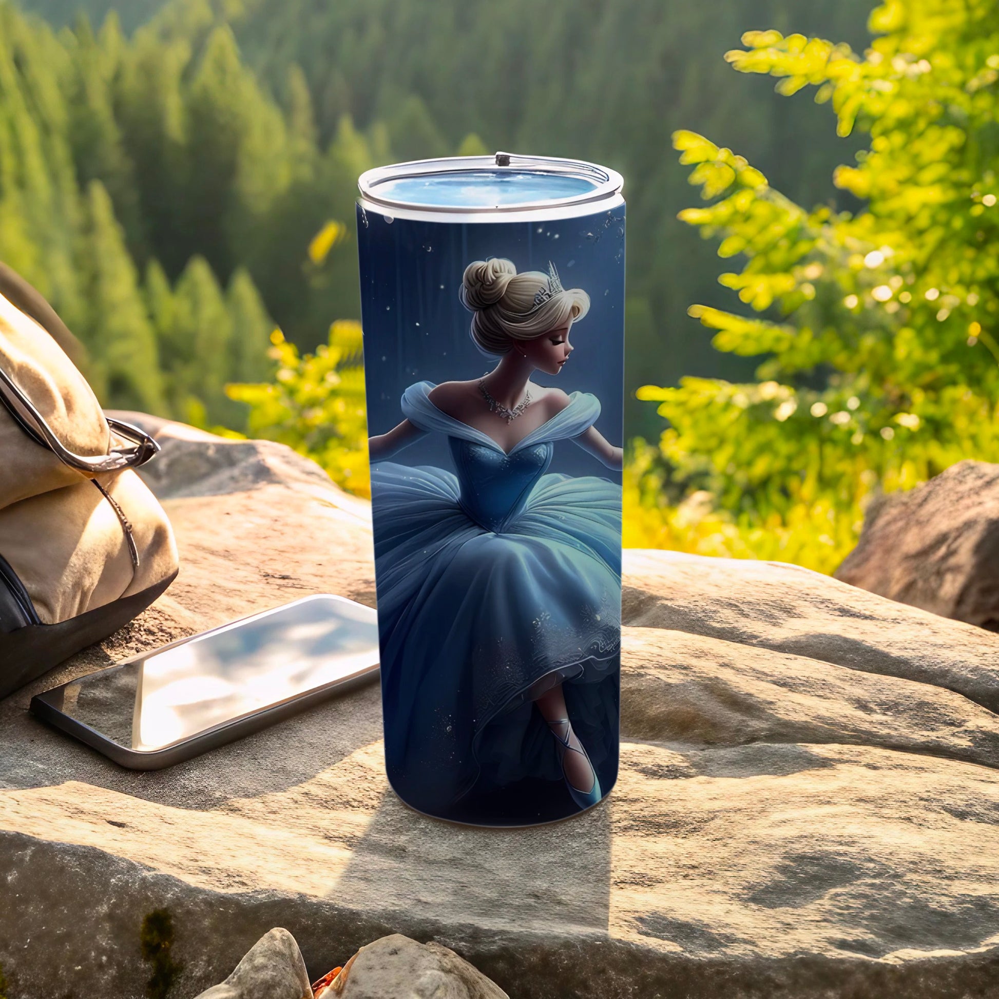 Elegant Princess Blue Tumbler for Outdoor Adventures