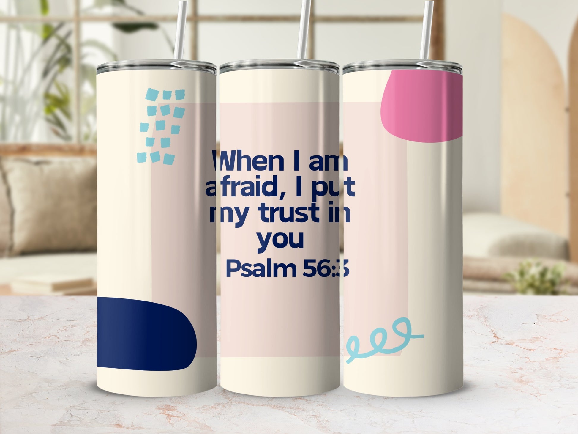 Modern Psalm 56:3 Design Stainless Steel Tumbler