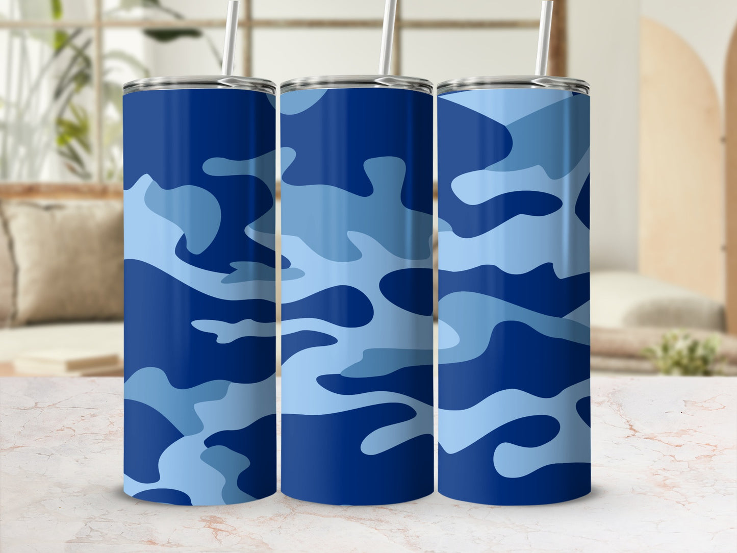 Blue Camouflage Pattern Insulated Tumbler Drinkware