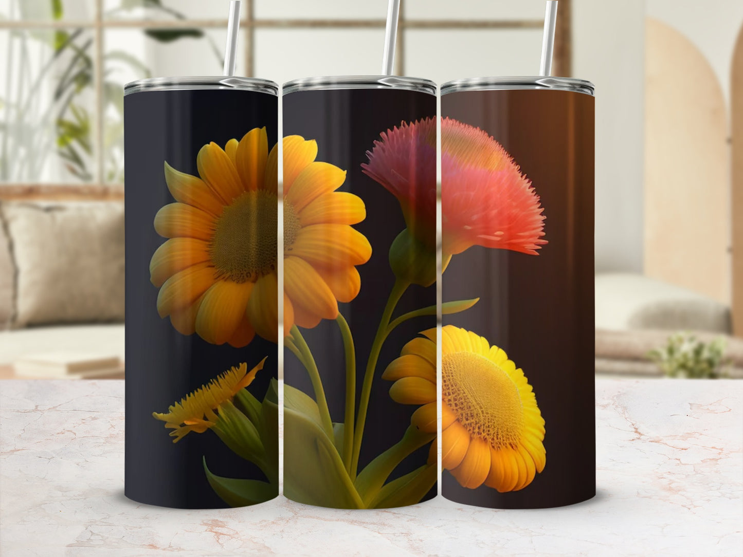 Vibrant Floral Design Insulated Tumbler Product
