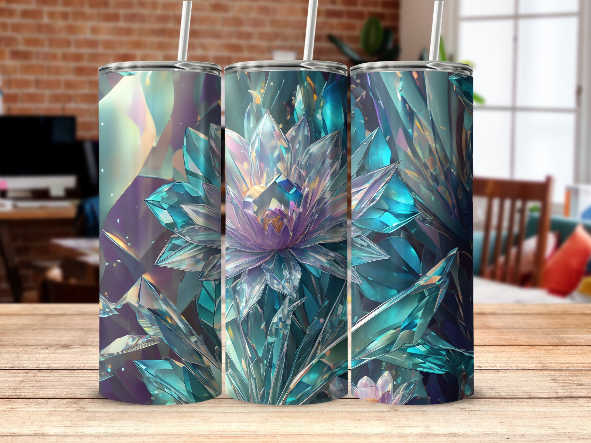 Crystalline Teal Purple Lotus Blossom Magical Tumbler product type