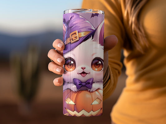 Cute Halloween Cat with Pumpkin Insulated Drink Bottle
