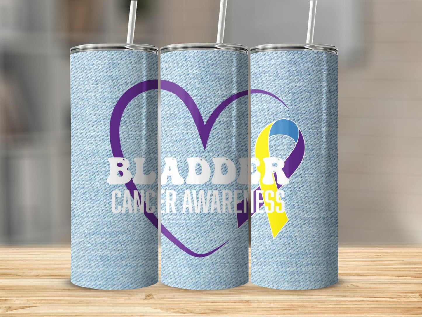 Bladder Cancer Awareness Purple Heart Ribbon Tumbler