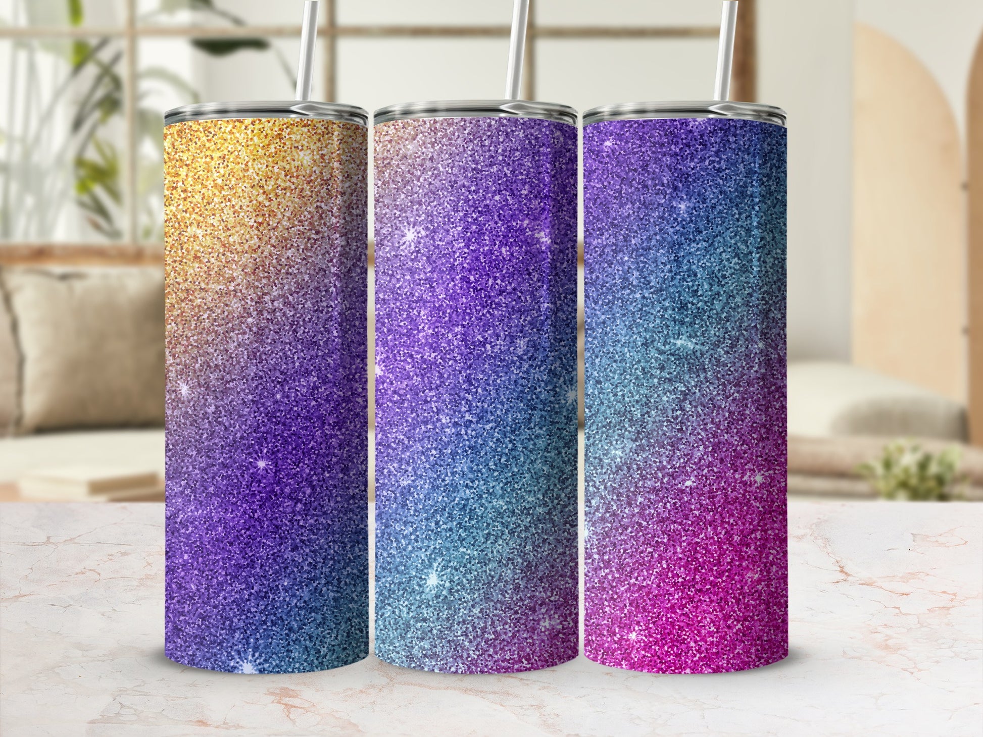 Gold Purple Blue Pink Glitter Ombre Tumbler product type