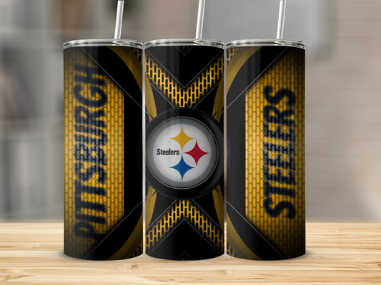 Pittsburgh Steelers on Yellow Gridded Design Tumblers