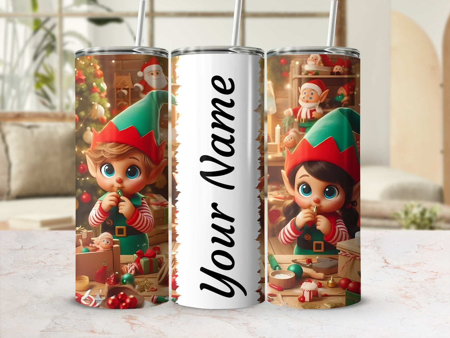 Personalized Christmas Elf Custom Tumbler Cup