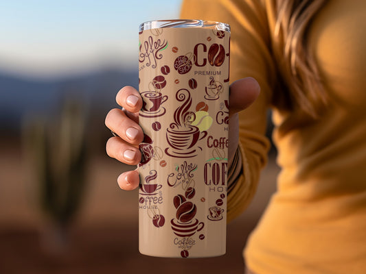 Coffee Lover's Delight Tumbler with Fun Coffee Graphics