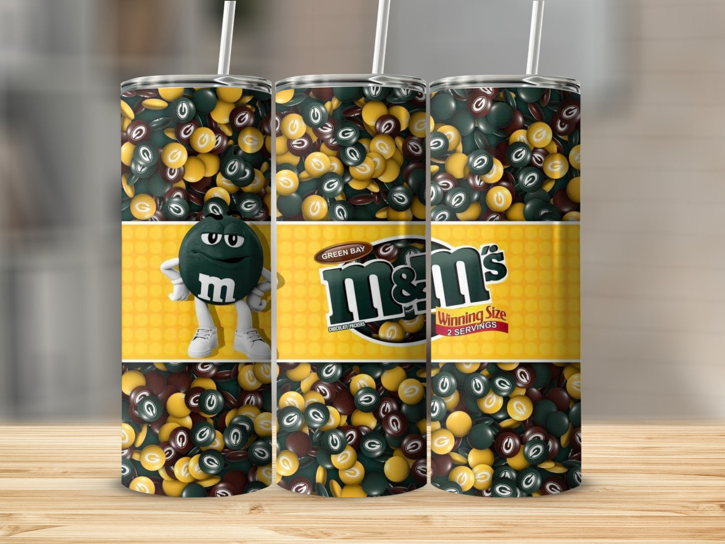Green Bay Packers M&Ms Winning Size Design Tumblers