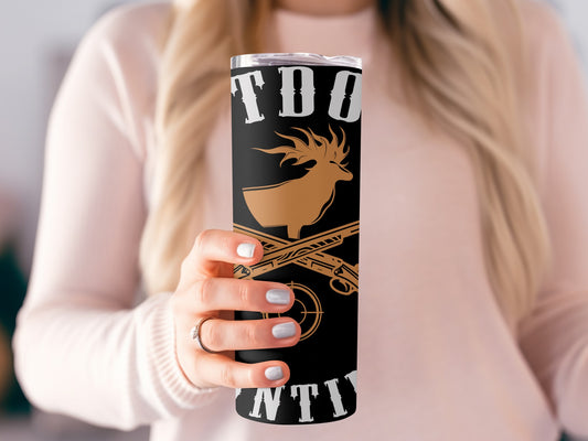 Hunting Theme Deer and Rifle Design Insulated Tumbler